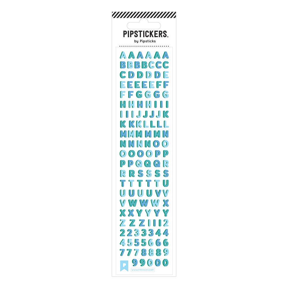 Fuzzy True Blue Alphabet Stickers