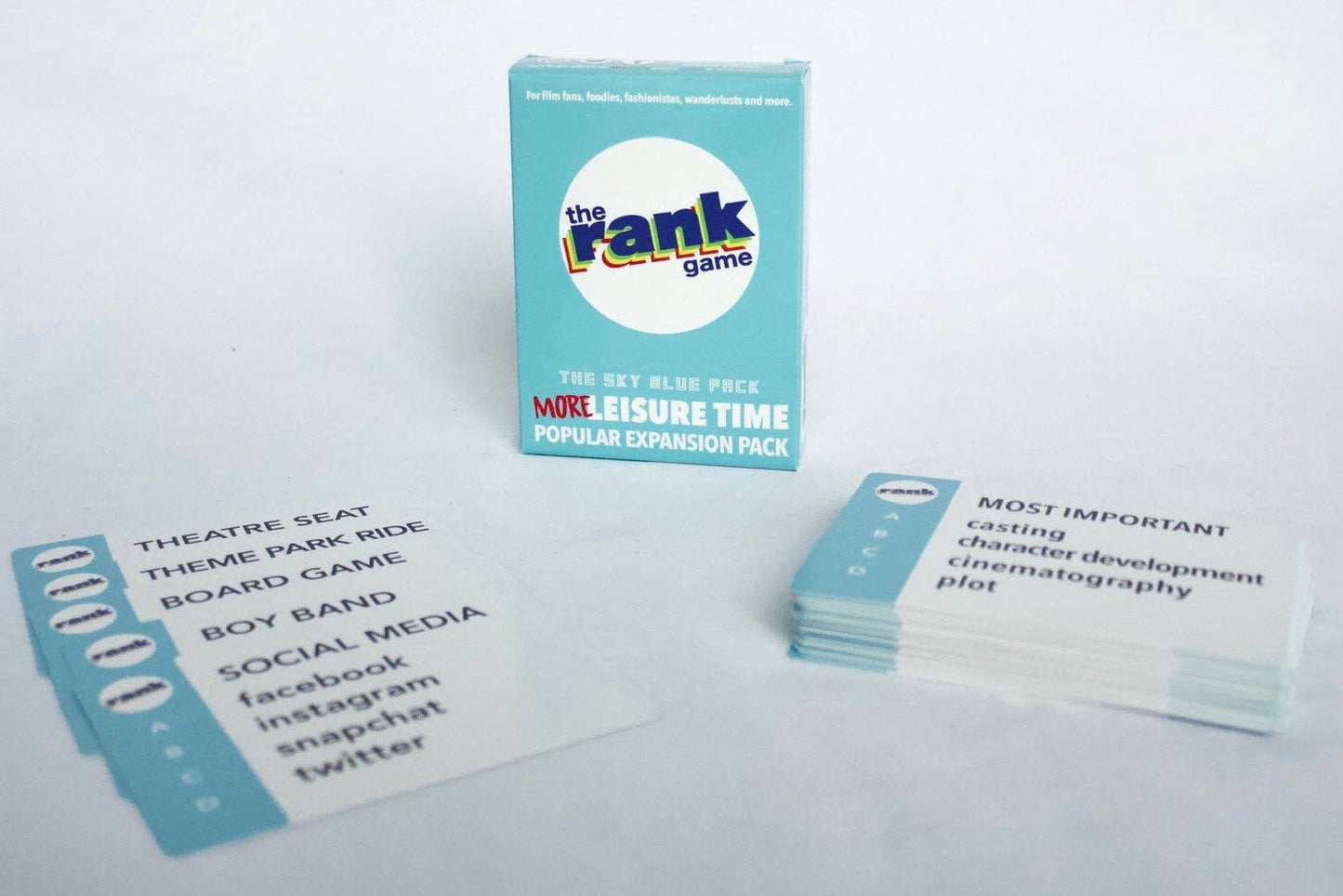 The Rank Game- Expansion Pack: MORE Leisure Time (Sky Blue Pack)