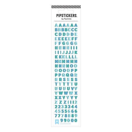 Fuzzy True Blue Alphabet Stickers